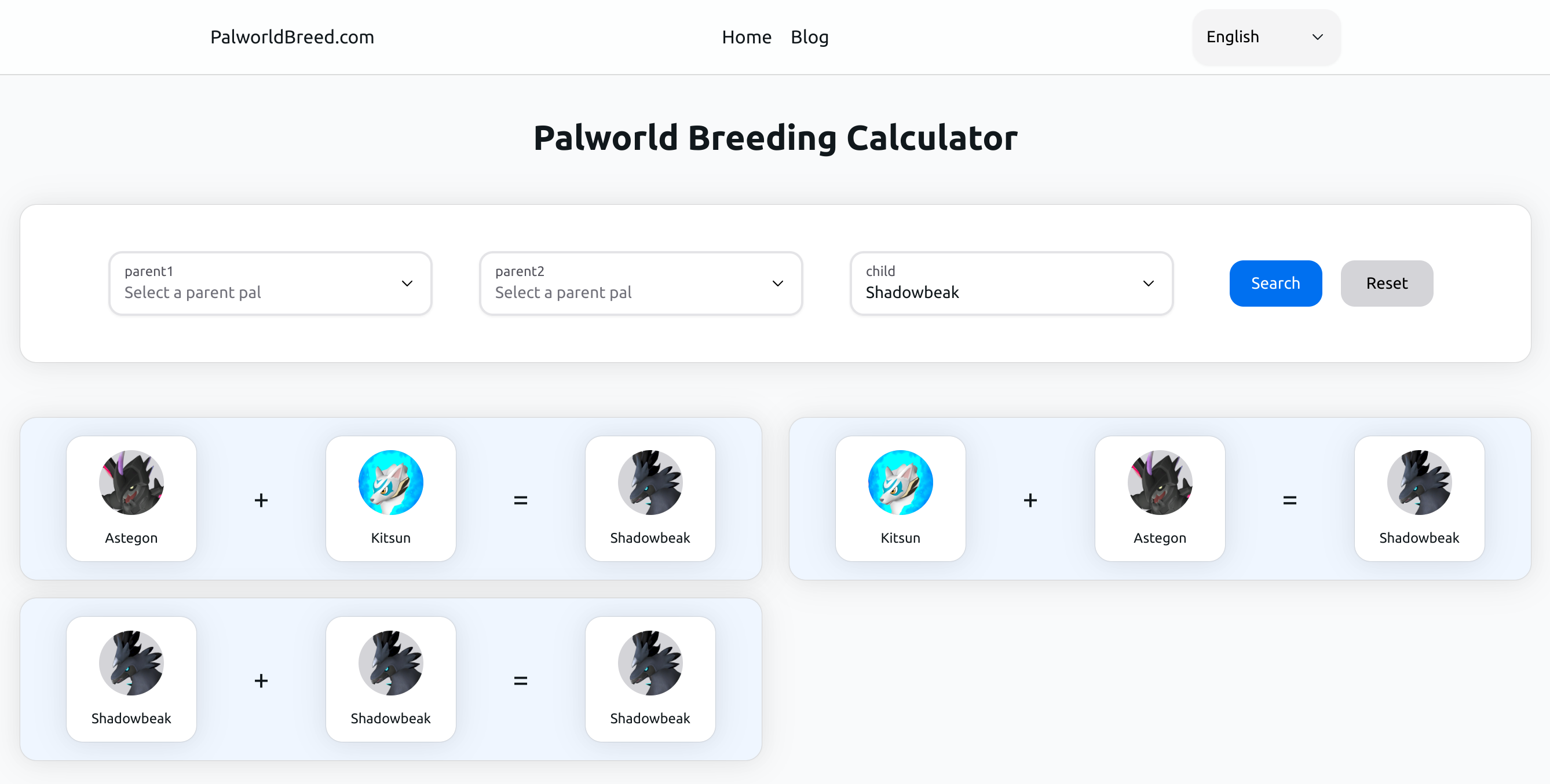 palworld breeding combos for Shadowbeak