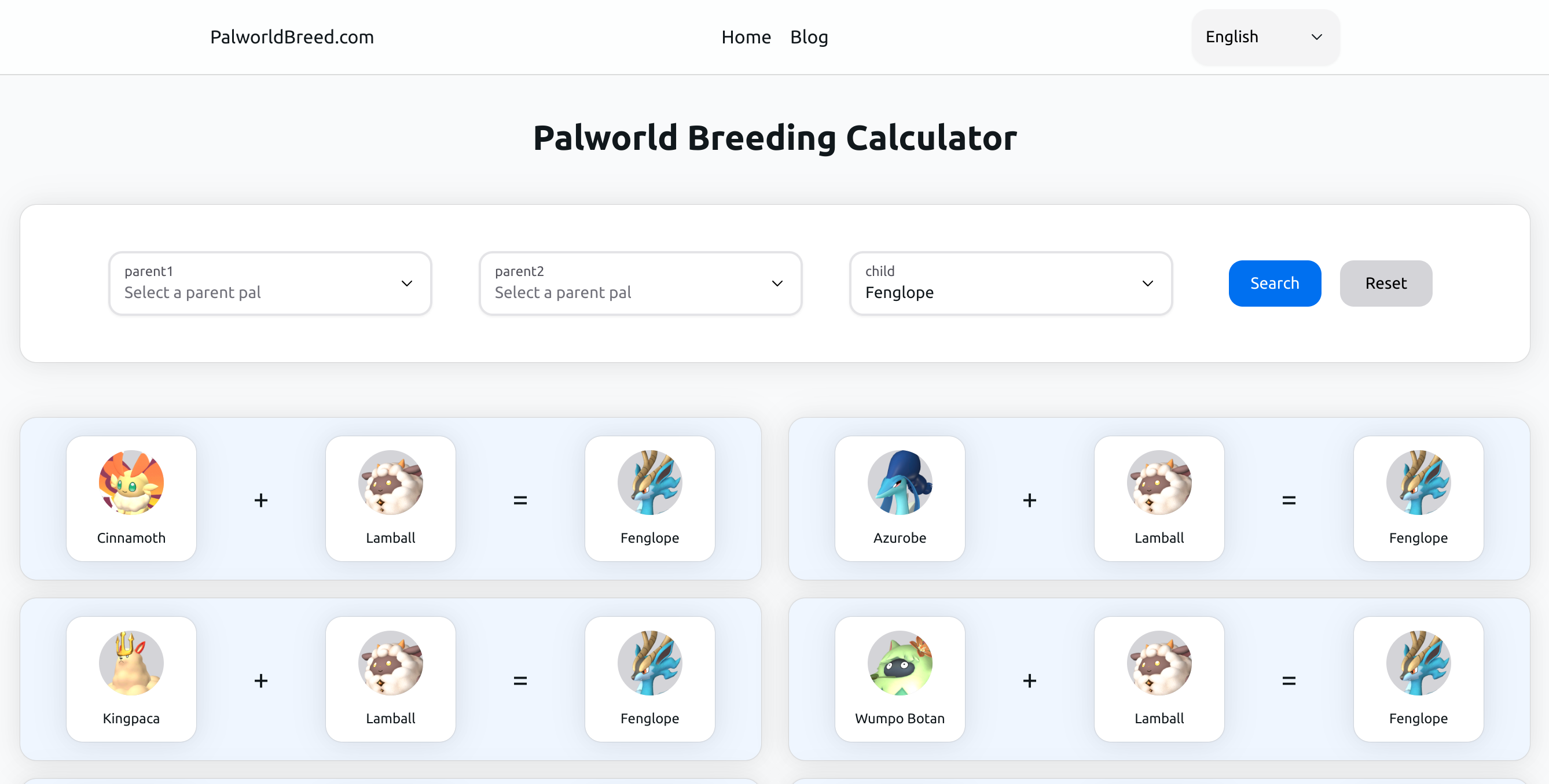 palworld breeding combos for Fenglope